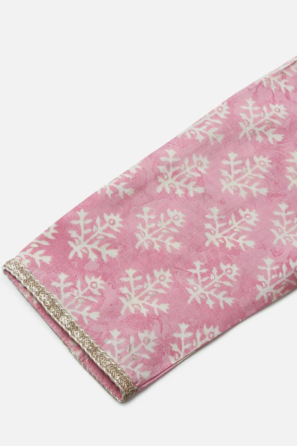 Women's Pink Silk Blend Embroidered Straight Kurta with Ethnic Motifs – Festive & Traditional Wear | 3/4 Sleeves | Elegant Indian Tunic - DWEEP SARA