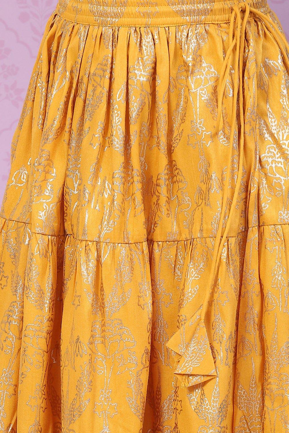Yellow Art Silk Kids Lehenga Set - DWEEP SARA